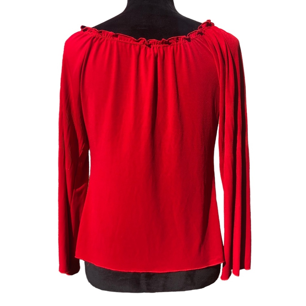 Sassy Brilliant Red Elastic Neckline Sexy Blouse Medium - Picture 6 of 8